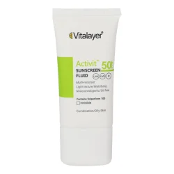 فلوئید ضد آفتاب بی رنگ ویتالیر SPF50 مدل Activit